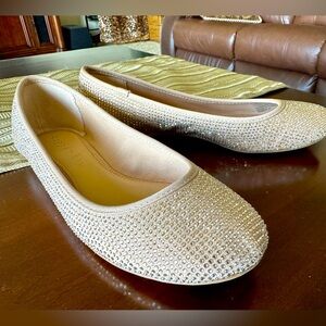 Nude gold sparkle ballet flats